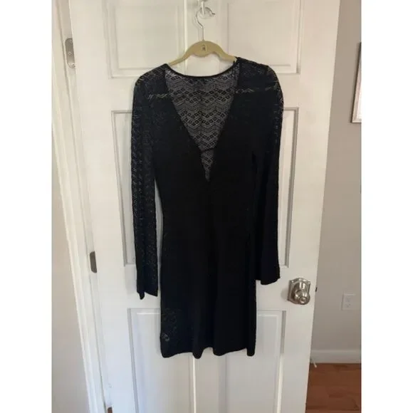 NWT House of Harlow 1960 crochet/lace dress/coverup, black, small. - Picture 2 of 6